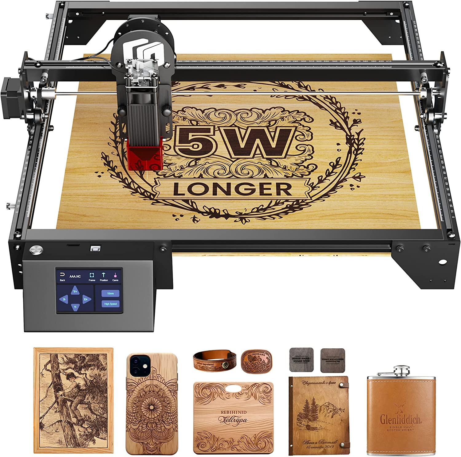 Longer RAY5 5W Laser Engraving Cutting Machine for Wood Metal 3.5-inch  Color Touch Screen 400x400mm Engraving Area